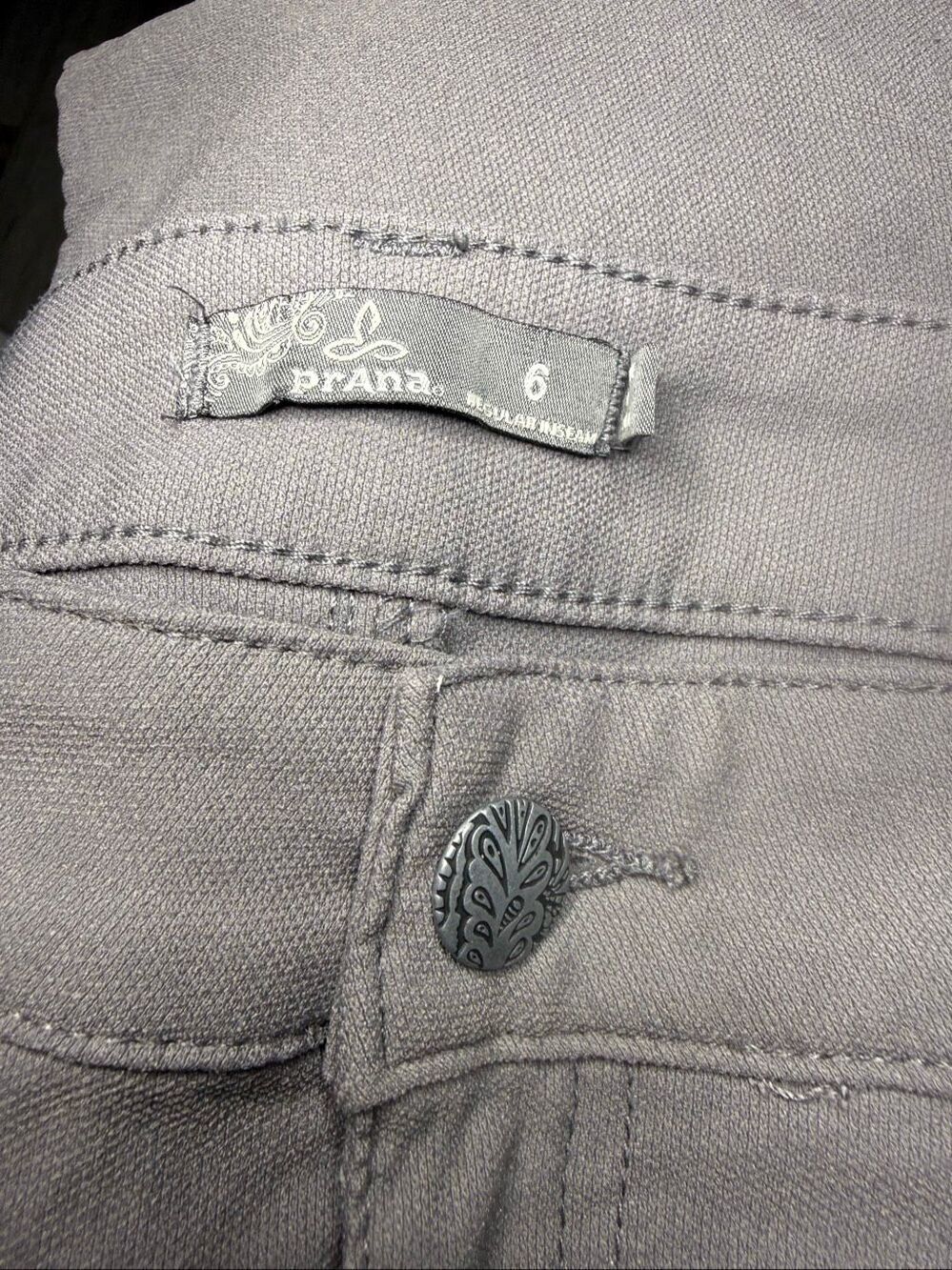 Prana Brenna Zion Skinny Pants - Gray- Size 6- Pleated Knee- Moto style - Picture 4 of 10